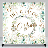 Aperturee Aperturee Custom Name Spring Greenery Leaves 50 Years Backdrop