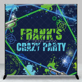 Aperturee - Aperturee Custom Neon Green and Blue Laser Tag Crazy Party Backdrop Personalized Birthday Celebration Decor