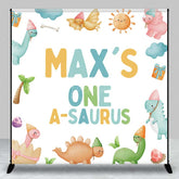 Aperturee Aperturee Custom One A Saurus First Birthday Backdrop Cute Dinosaur and Volcano Party Personalized Boys Dino Mite Decor