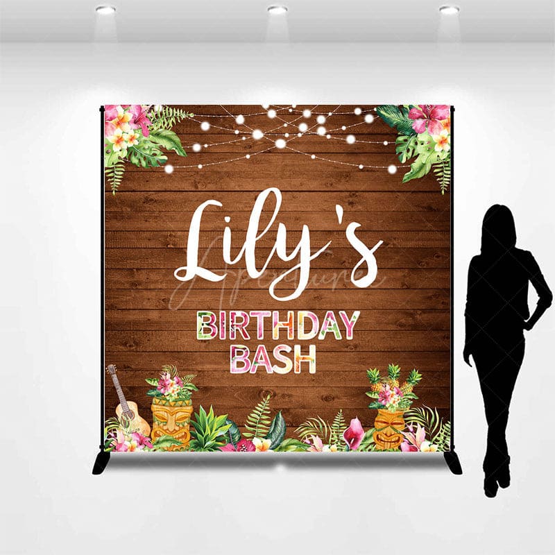 Aperturee - Aperturee Custom Photo Floral Hawaii Light Birthday Backdrop