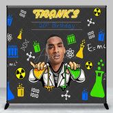 Aperturee - Aperturee Custom Photo Mad Scientist 20th Birthday Backdrop Personalized Chemistry Lab Theme Add Your Face Party Banner