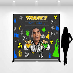 Aperturee - Aperturee Custom Photo Mad Scientist 20th Birthday Backdrop Personalized Chemistry Lab Theme Add Your Face Party Banner