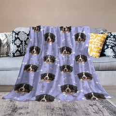 Aperturee - Aperturee Custom Photo Pet Blanket with Your Dog’s Face Personalized Bernese Mountain Dog Pattern Funny Gift for Dog Lovers