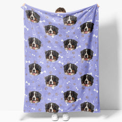 Aperturee - Aperturee Custom Photo Pet Blanket with Your Dog’s Face Personalized Bernese Mountain Dog Pattern Funny Gift for Dog Lovers