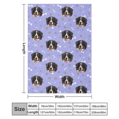 Aperturee - Aperturee Custom Photo Pet Blanket with Your Dog’s Face Personalized Bernese Mountain Dog Pattern Funny Gift for Dog Lovers