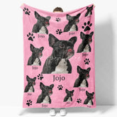 Aperturee - Aperturee Custom Photo Pet Blanket with Your Dog’s Face Personalized French Bulldog on Pink Funny Gift for Dog Mom