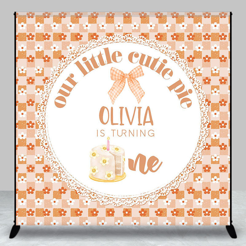 Aperturee - Aperturee Custom Plaid Floral Cutie Pie 1st Birthday Backdrop