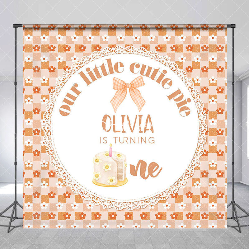 Aperturee - Aperturee Custom Plaid Floral Cutie Pie 1st Birthday Backdrop