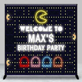 Aperturee Aperturee Custom Retro Arcade Game Birthday Backdrop Pac Man Inspired 80s Video Game Personalized Neon Welcome Sign