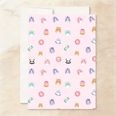 Aperturee - Aperturee Custom Set of 20 Pink Gold Glitter Birthday Invitation with Cute Plush Toy Characters Personalized Party Decor