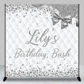 Aperturee - Aperturee Custom Silver Diamond Backdrop Personalized White Quilted Birthday Bash Party Supplies