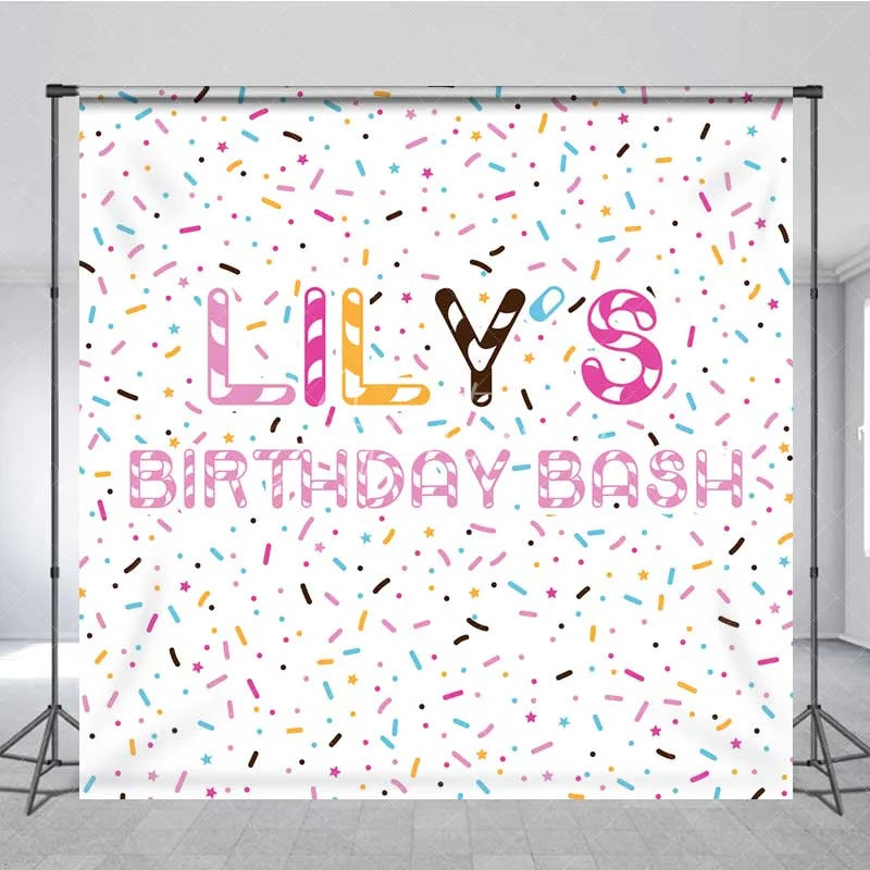 Aperturee - Aperturee Custom Sprinkles Birthday Backdrop Sweet Candy Confetti Photography Background