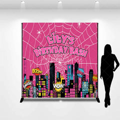 Aperturee - Aperturee Custom Superhero City Backdrop Personalized Girl Power Birthday Bash Party Supplies