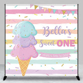 Aperturee Aperturee Custom Sweet One Birthday Backdrop for Girl Ice Cream Cone and Sprinkles Pastel Here’s The Scoop Party Banner