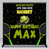 Aperturee - Aperturee Custom Tennis Theme Happy Birthday Backdrop with Rackets and Ball Game Set Match Party Decor