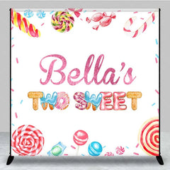 Aperturee - Aperturee Custom Two Sweet Birthday Backdrop 2nd Birthday Donut Candy Photography Background