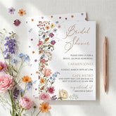 Aperturee - Aperturee Custom Watercolor Set of 20 Wildflower Bridal Shower Invitation Elegant Floral Garden Party Design