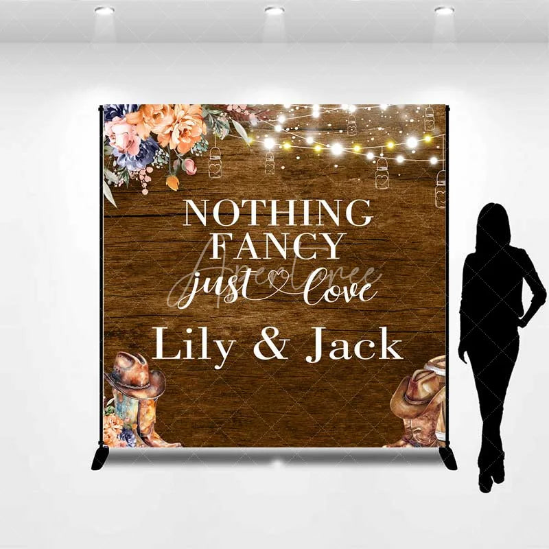 Aperturee - Aperturee Custom Western Wedding Backdrop Rustic Cowboy Boots Hat Photography Background