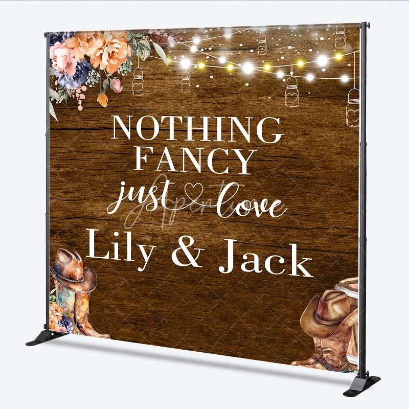 Aperturee - Aperturee Custom Western Wedding Backdrop Rustic Cowboy Boots Hat Photography Background