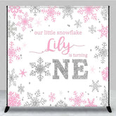 Aperturee - Aperturee Custom Winter Onederland Backdrop First Birthday Pink Snowflake Photography Background