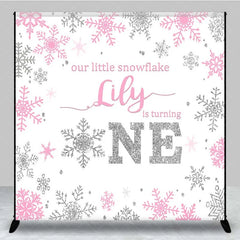 Aperturee - Aperturee Custom Winter Onederland Backdrop First Birthday Pink Snowflake Photography Background