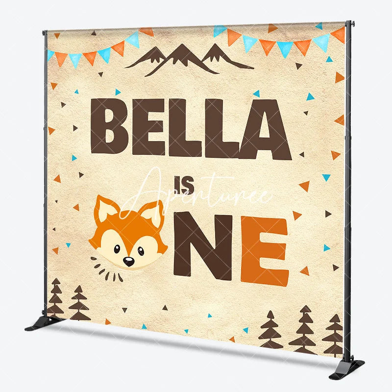 Aperturee - Aperturee Custom Woodland Fox First Birthday Party Backdrop Personalized Forest Animal Theme Celebration Decor