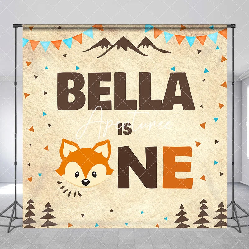 Aperturee - Aperturee Custom Woodland Fox First Birthday Party Backdrop Personalized Forest Animal Theme Celebration Decor