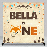 Aperturee - Aperturee Custom Woodland Fox First Birthday Party Backdrop Personalized Forest Animal Theme Celebration Decor