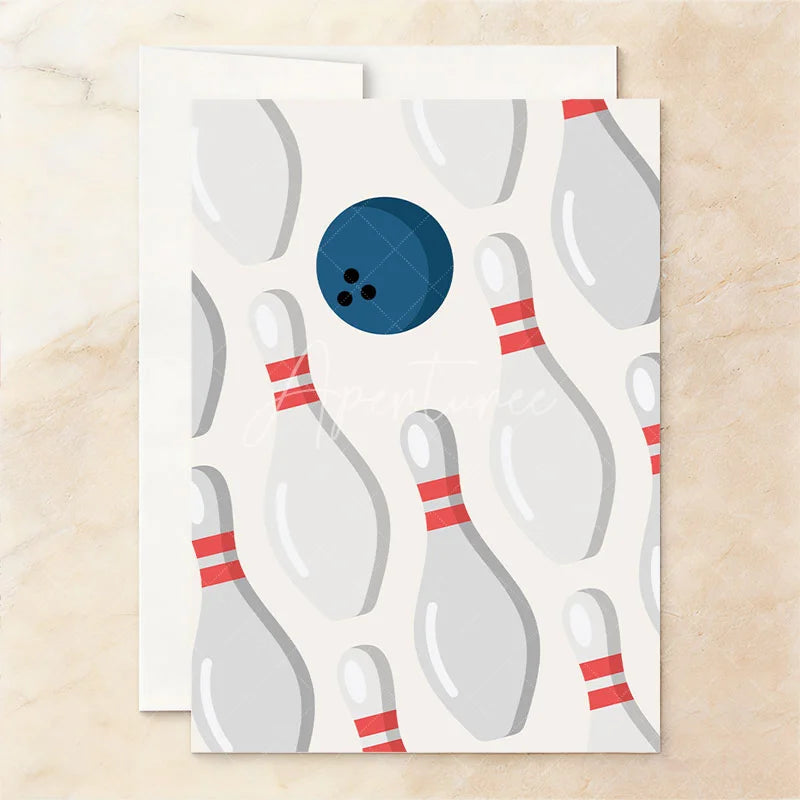 Aperturee - Aperturee Customizable Set of 20 Bowling Party Invitation with Pins and Ball Design Fun Birthday Celebration Invite for Kids