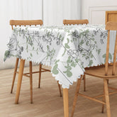 Aperturee - Aperturee Cute and Fresh Boho Rectangle Tablecloth with Spring Plants for Garden Party and Botanical Kitchen Decor