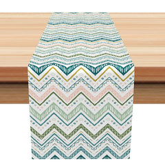 Aperturee - Aperturee Cute and Fresh Geometric Pattern Table Runner Regular Abstract Shapes in Pastel Colors Modern Kitchen Decor