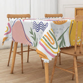 Aperturee - Aperturee Cute and Fresh Tablecloth with Lovely Earth Tone Abstract Pattern for Modern and Natural Dining Decor