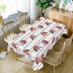 Aperturee - Aperturee Cute and Lovely Rectangle Tablecloth with Feather Patterns for Boho and Whimsical Girls Room Decor