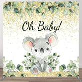 Aperturee - Aperturee Cute Boho Koala Baby Shower Square Tension Backdrop