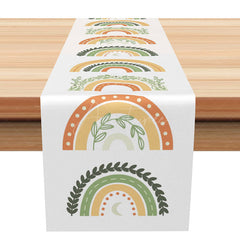 Aperturee - Aperturee Cute Boho Rainbow and Hearts Table Runner Sweet Cartoon Pattern for Girls Nursery or Birthday Party Decor