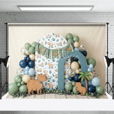 Aperturee - Aperturee Cute Capybara Photography Backdrop with Tropical Leaves and Jungle Animals perfect for Kids Birthday Party Decor