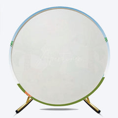 Aperturee Aperturee Cute Cartoon Dinosaurs Round Backdrop for Birthday Boys Prehistoric Jungle Party T Rex and Palm Tree Photo Prop