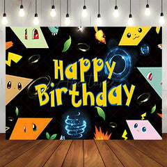 Aperturee - Aperturee Cute Cartoon Pok¨¦ Ball Pop Happy Birthday Backdrop