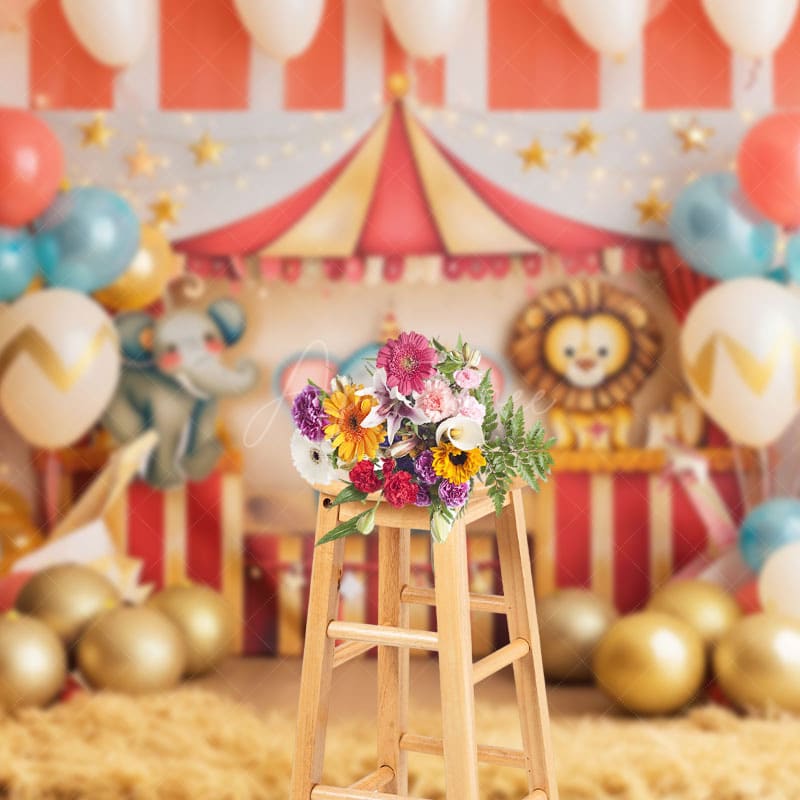 Aperturee - Aperturee Cute Circus Performance Balloon Cake Smash Backdrop