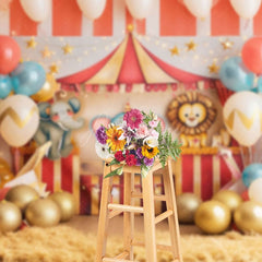 Aperturee - Aperturee Cute Circus Performance Balloon Cake Smash Backdrop