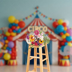 Aperturee - Aperturee Cute Circus With Balloon Flag Cake Smash Backdrop