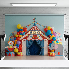 Aperturee - Aperturee Cute Circus With Balloon Flag Cake Smash Backdrop