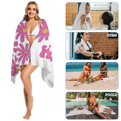 Aperturee - Aperturee Cute Daisy Floral Custom Name Beach Towel For Summer