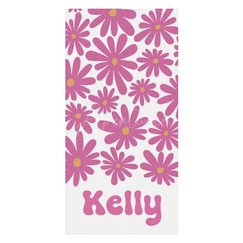 Aperturee - Aperturee Cute Daisy Floral Custom Name Beach Towel For Summer