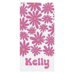 Aperturee - Aperturee Cute Daisy Floral Custom Name Beach Towel For Summer