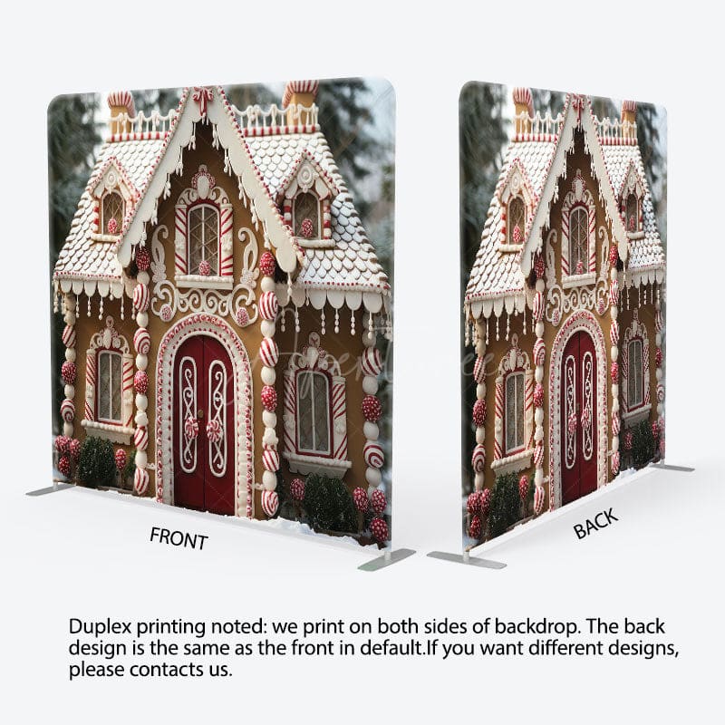 Aperturee - Aperturee Cute Dessert House Christmas Photo Booth Backdrop