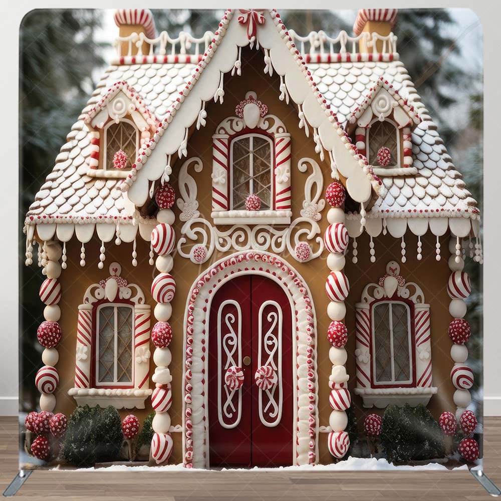 Aperturee - Aperturee Cute Dessert House Christmas Photo Booth Backdrop