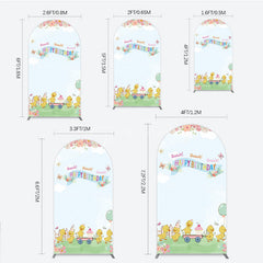 Aperturee Aperturee Cute Duck Happy Birthday Arch Backdrop Spring Floral Garden Party Banner Quack Quack Little Duckling Photo Prop
