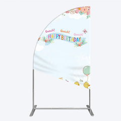Aperturee Aperturee Cute Duck Happy Birthday Half Moon Arch Backdrop Spring Floral Garden Party Banner Quack Quack Little Duckling Photo