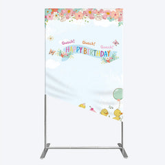 Aperturee Aperturee Cute Duck Happy Birthday Rectangle Backdrop Spring Floral Garden Party Banner Quack Quack Little Duckling Photo Prop